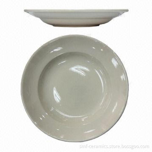 10.5-inch Wide Rim Ceramic Plate, Ideal for Hotel, CIQ-/FDA-/LFGB-approved